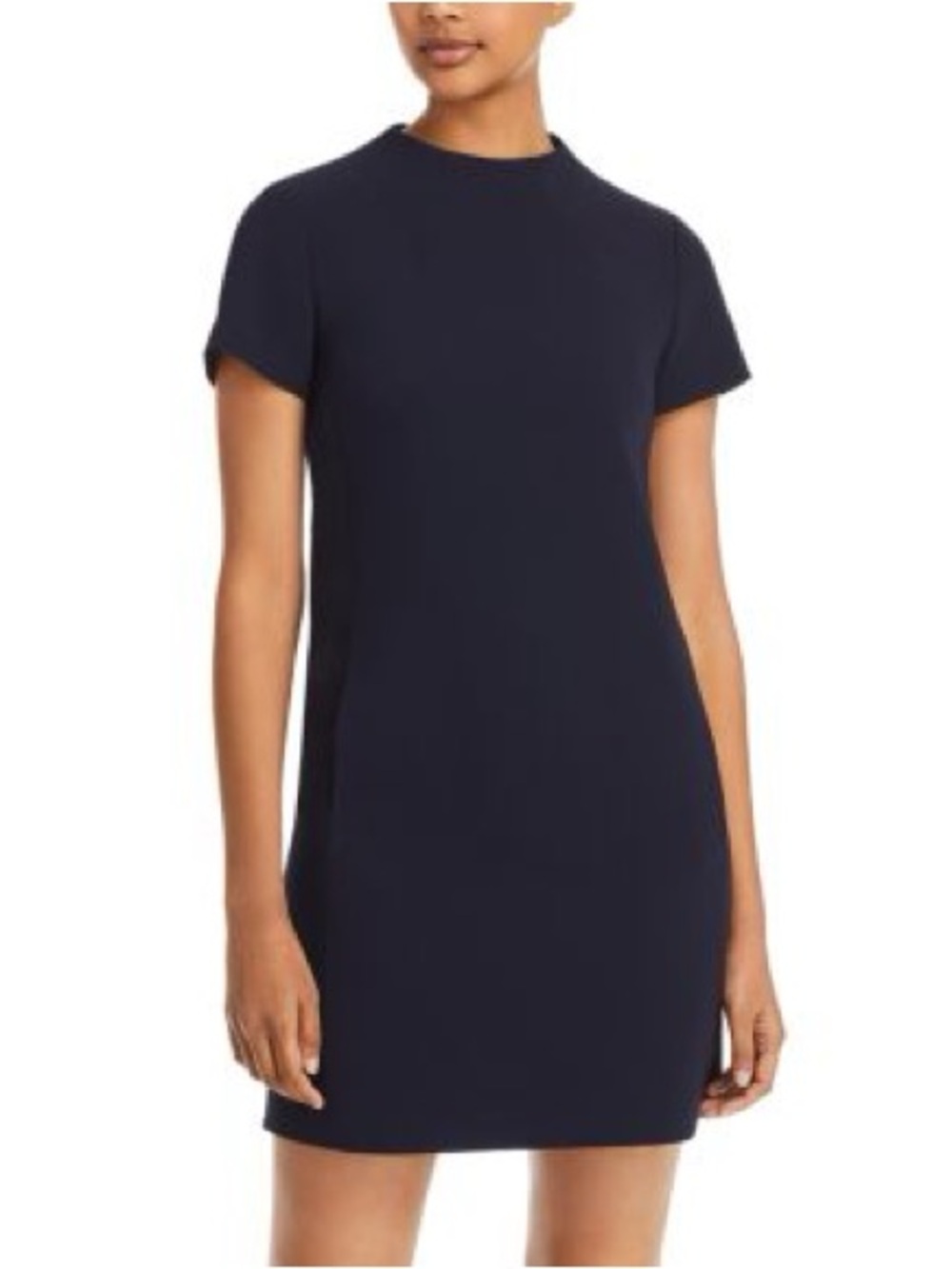Theory Jasneah Admiral Crepe Mini Dress sz 4 Navy Blue Short Sleeve Quiet Luxury